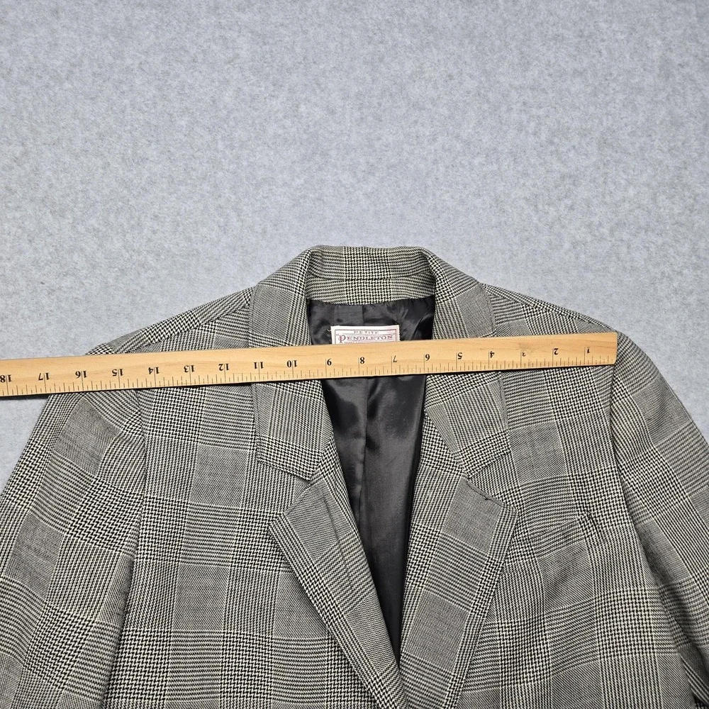 Vintage Pendleton Skirt Suit Set Womens 8‎ Petite Gray Glen Plaid Made USA 90s